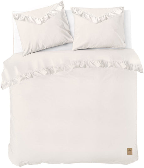 Dindi home dekbedovertrek white ruffle - 240x220 - 100% katoen - off white