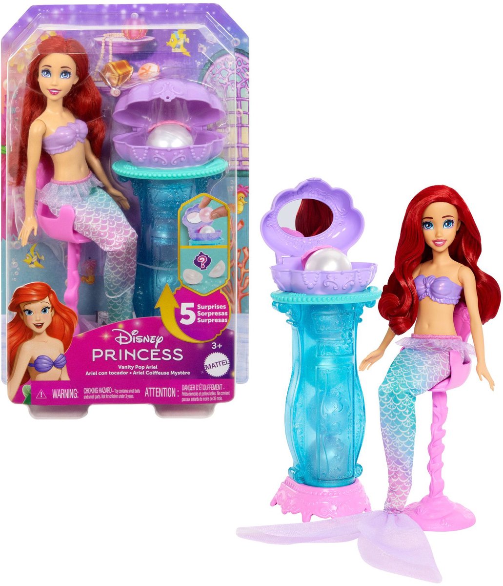 Mattel disney prinsesse ariel havfruedukke med toiletbord og tilbehør