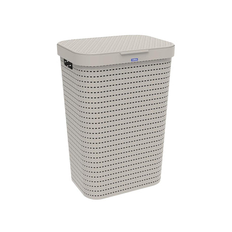 Rotho country - vasketøjskurv med låg - 55 l plastik - cappuccino