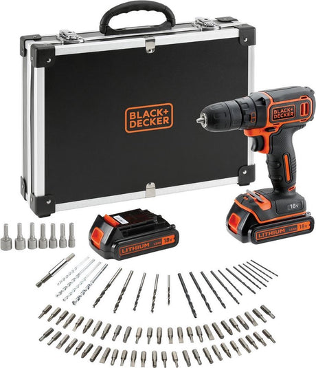 Black+decker 18v boredriversæt med tilbehør flightcase - bdcdc18bafc-qw