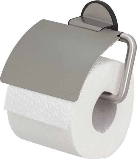 Tiger tune - toiletrulleholder med klap - toiletrulleholder - uden boring - selvklæbende 3m tape - rustfrit stål børstet sort
