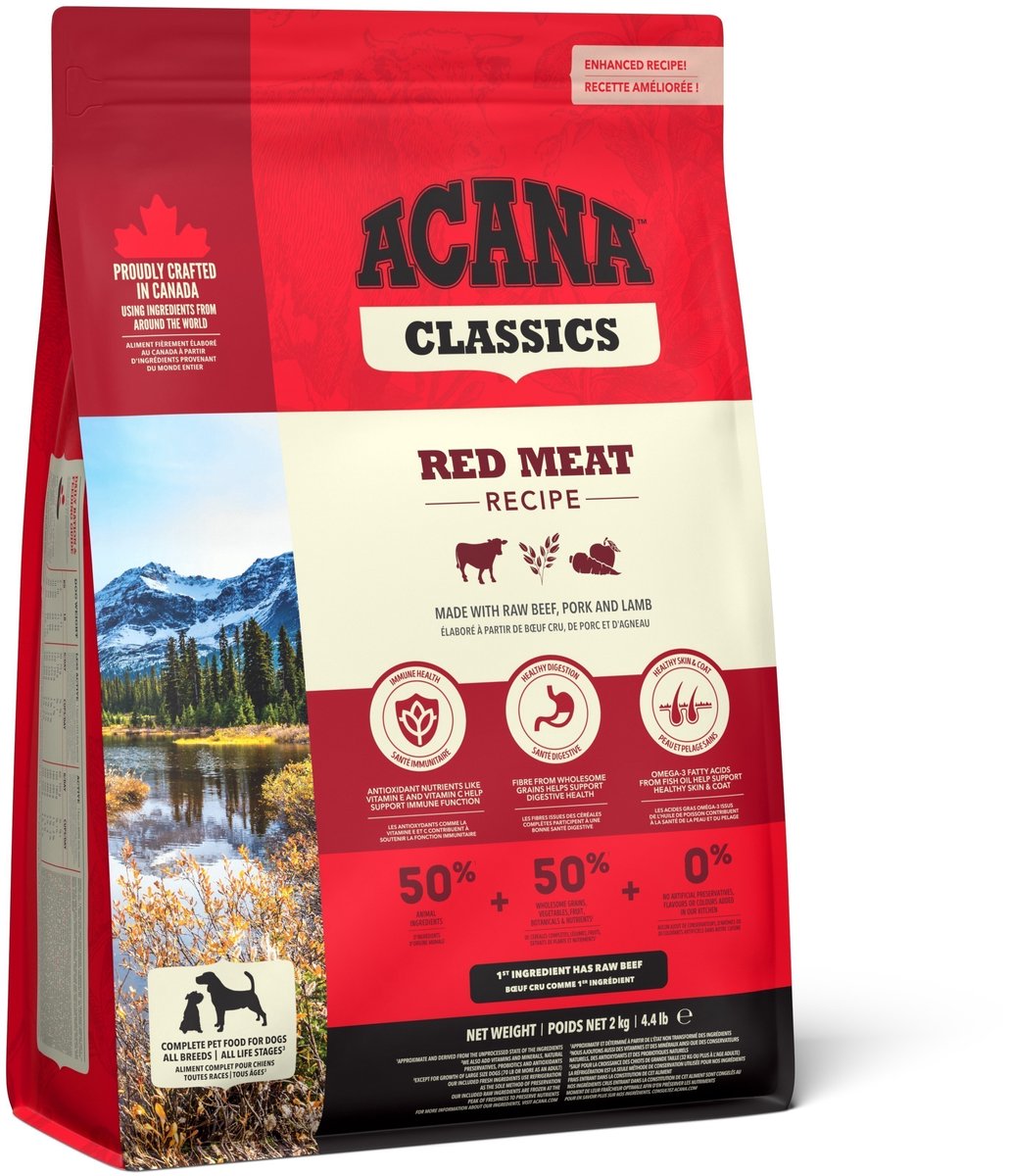 Acana hundefoder klassisk rød - frisk kød, omega-3, 2 kg