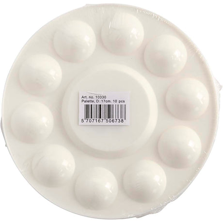 Creativ firmapalette, rund palette med 11 rum, d 17 cm, hvid, 10 stk. 1 æske