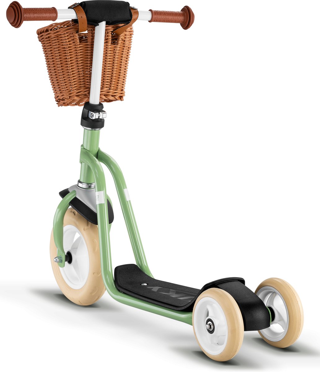 Puky børnescooter - r1 - retro grøn - med kurv - fra 2 år