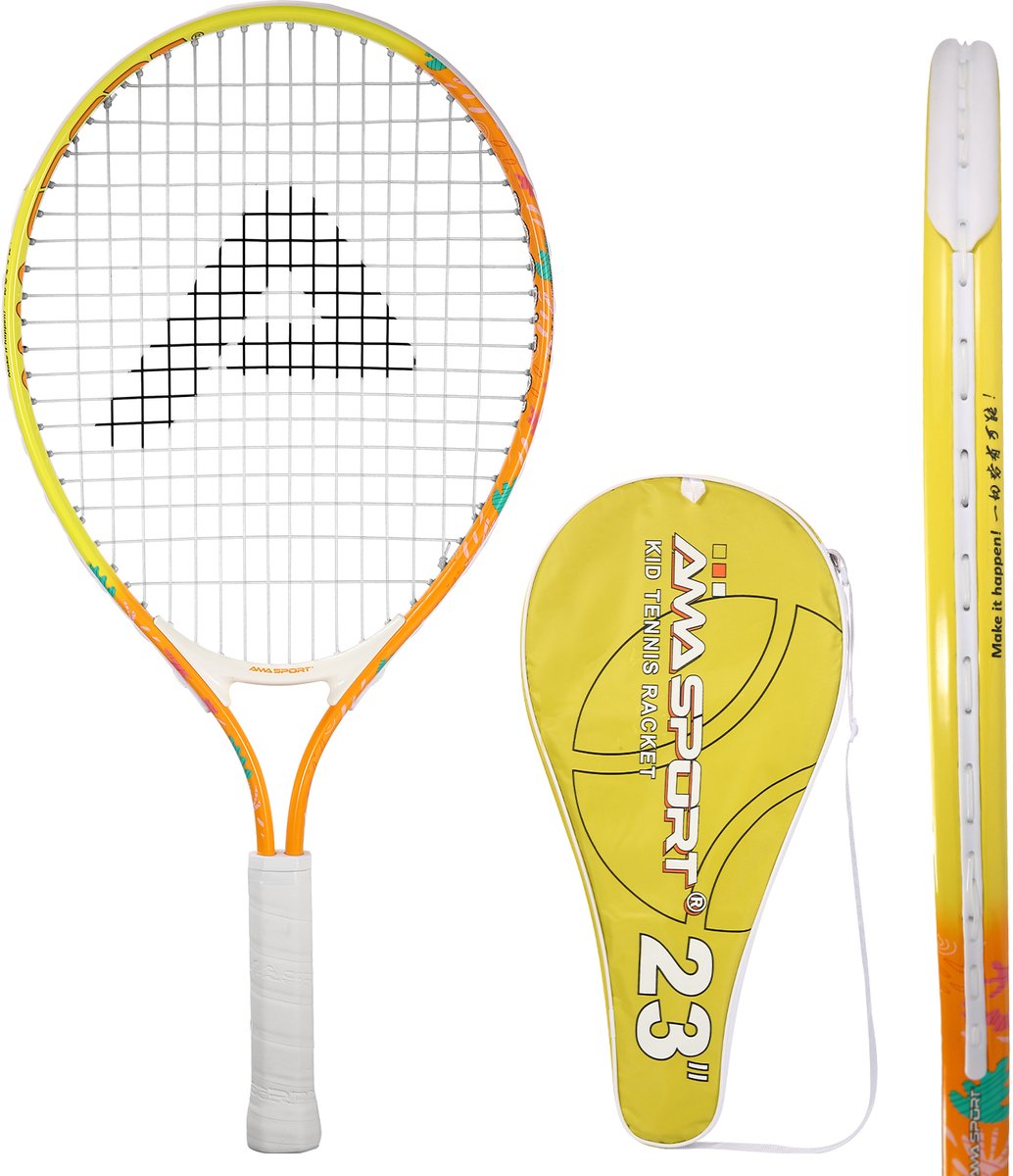 Ama sport børnetennisketcher orange 23 tommer - letvægts juniorketcher med taske - ideel til begyndere -