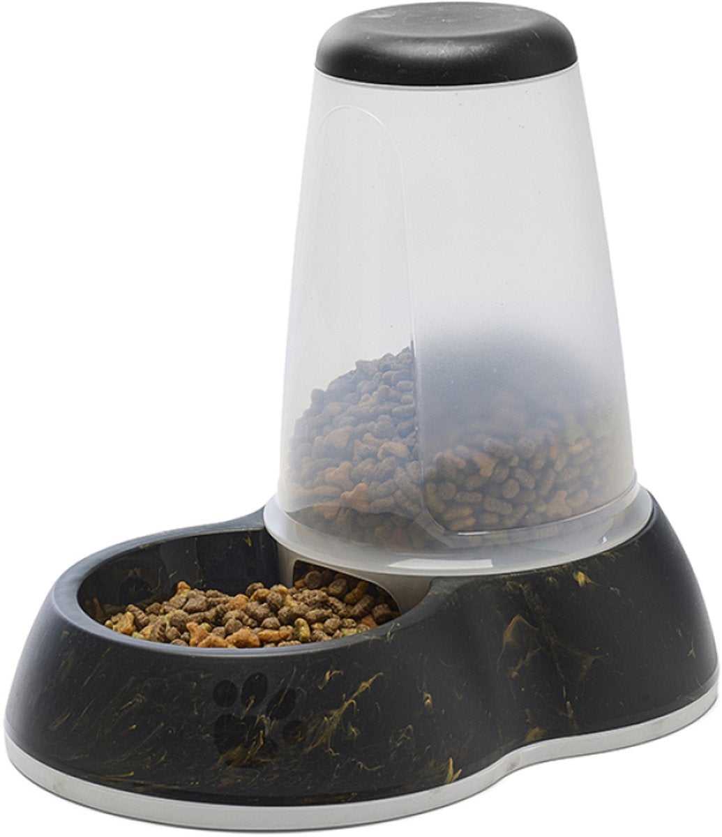 Savic maddispenser - skridsikkert design sort guld - 3l, 32,5x22x29 cm, velegnet til katte og små hunde