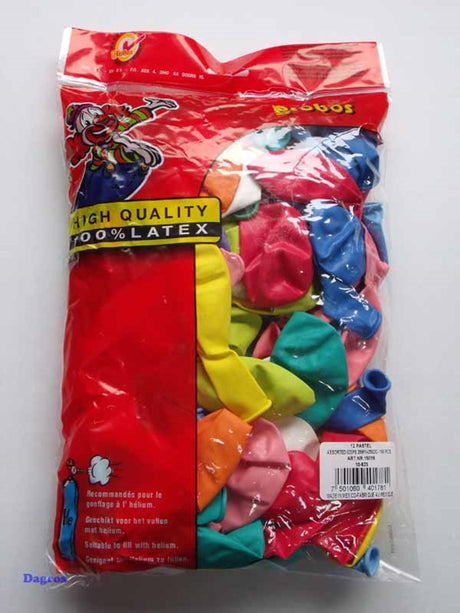 Globos balloner nr12 forskellige farver mix pose med 100 stk