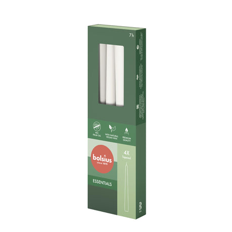 Bolsius essentials gotiske stearinlys 245 24 overskyet hvide 4 stykker i pakken