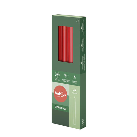 Bolsius essentials gotiske stearinlys 245 24 sarte røde 4 stykker i pakken