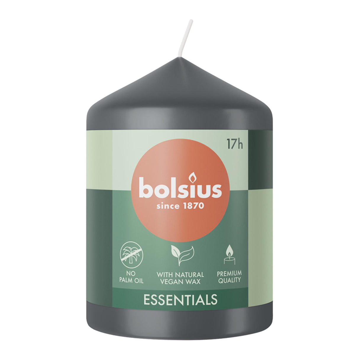 Bolsius essentials søjlelys 80 58 stormy grey