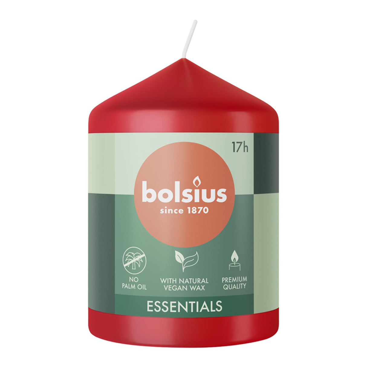 Bolsius søjlelys 80 58 sart rødt