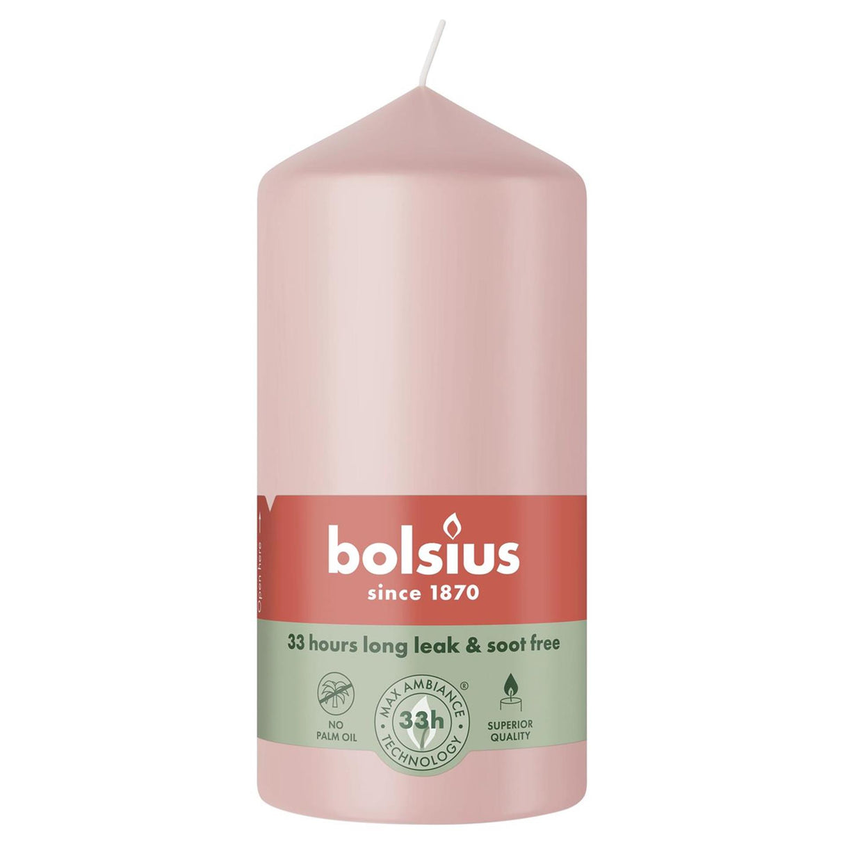 Bolsius søjlelys 120 58 misty pink