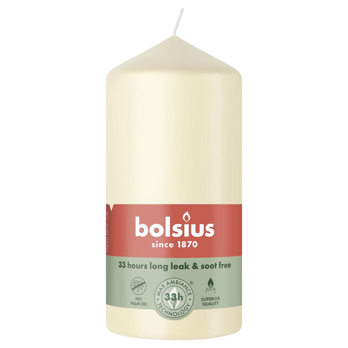 Bolsius søjlelys 120 58 blød perle