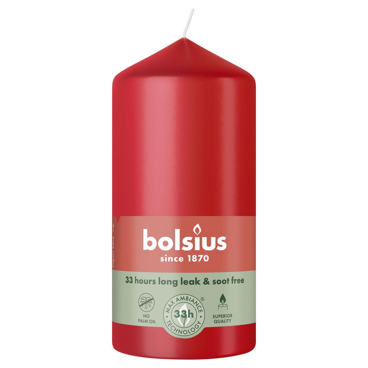 Bolsius søjlelys 120 58 sart rødt