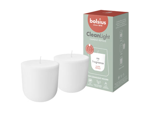 Bolsius refill clean light zero pakke med 2 stk<br>