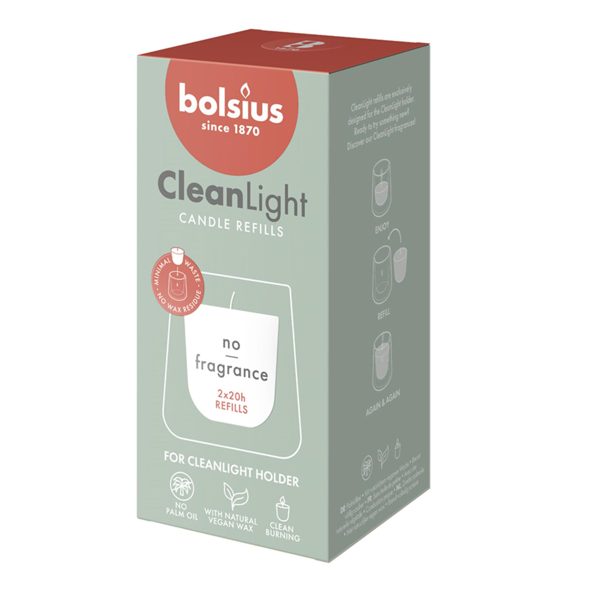 Bolsius refill clean light zero pakke med 2 stk<br>