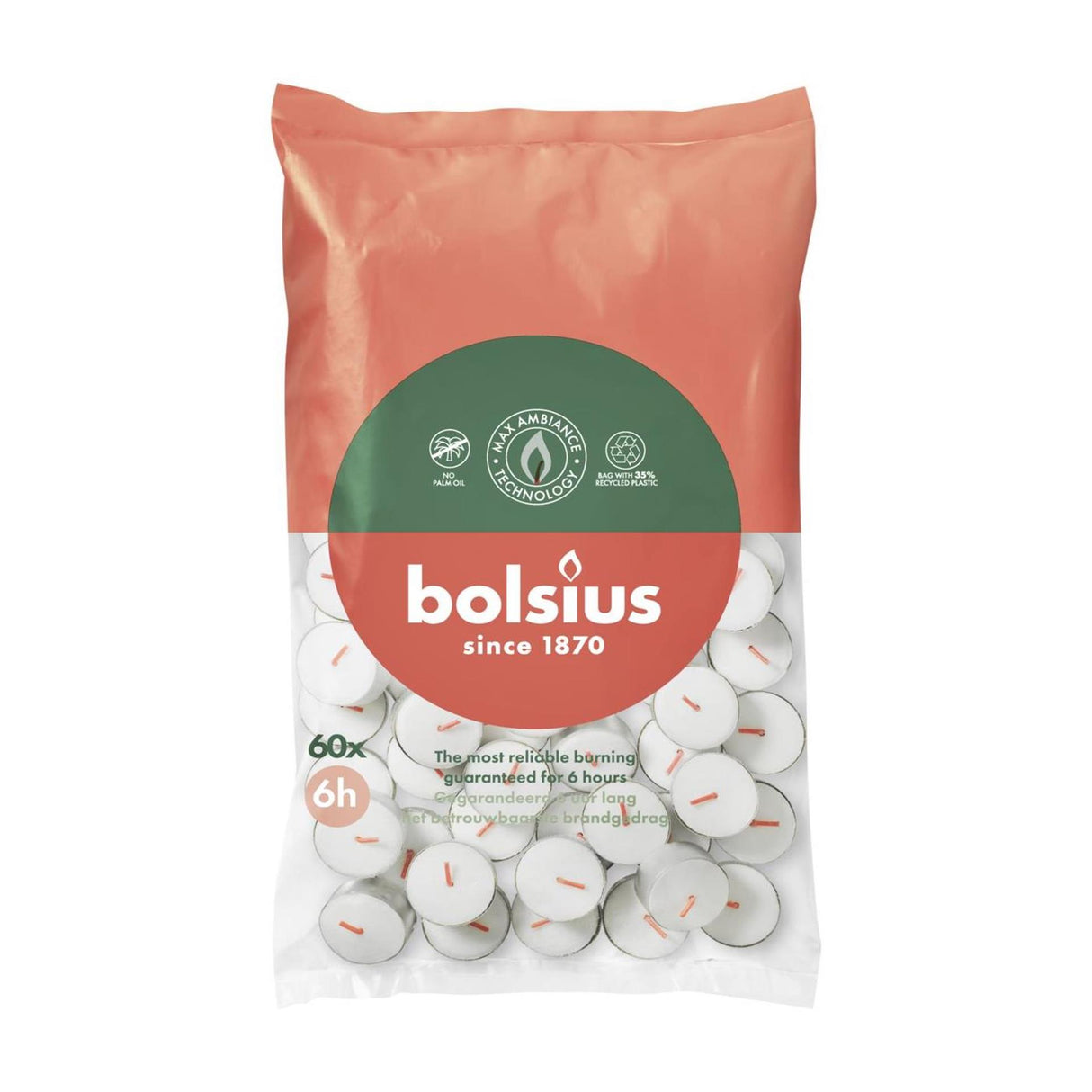 Bolsius fyrfadslys – 6 timers brændetid – pose med 60 stk