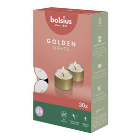 Bolsius fyrfadslys gylden 8h æske med 30 stk