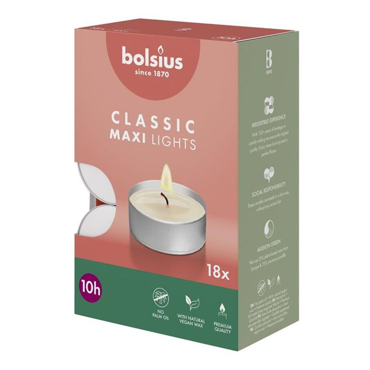 Bolsius maxi fyrfadslys klassisk 10 timers æske á 18 stk