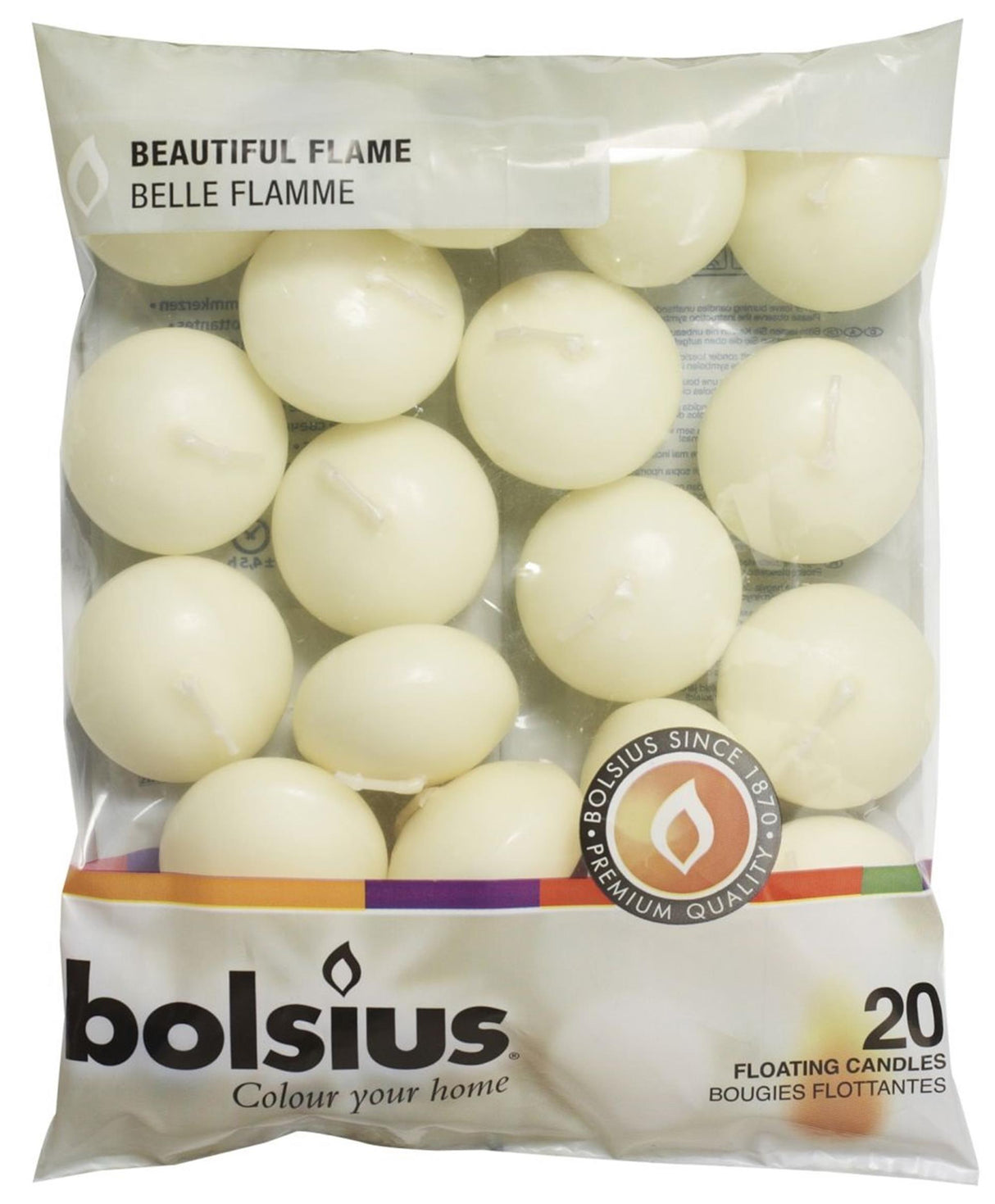 Bolsius flydende lyspose af 20 elfenben
