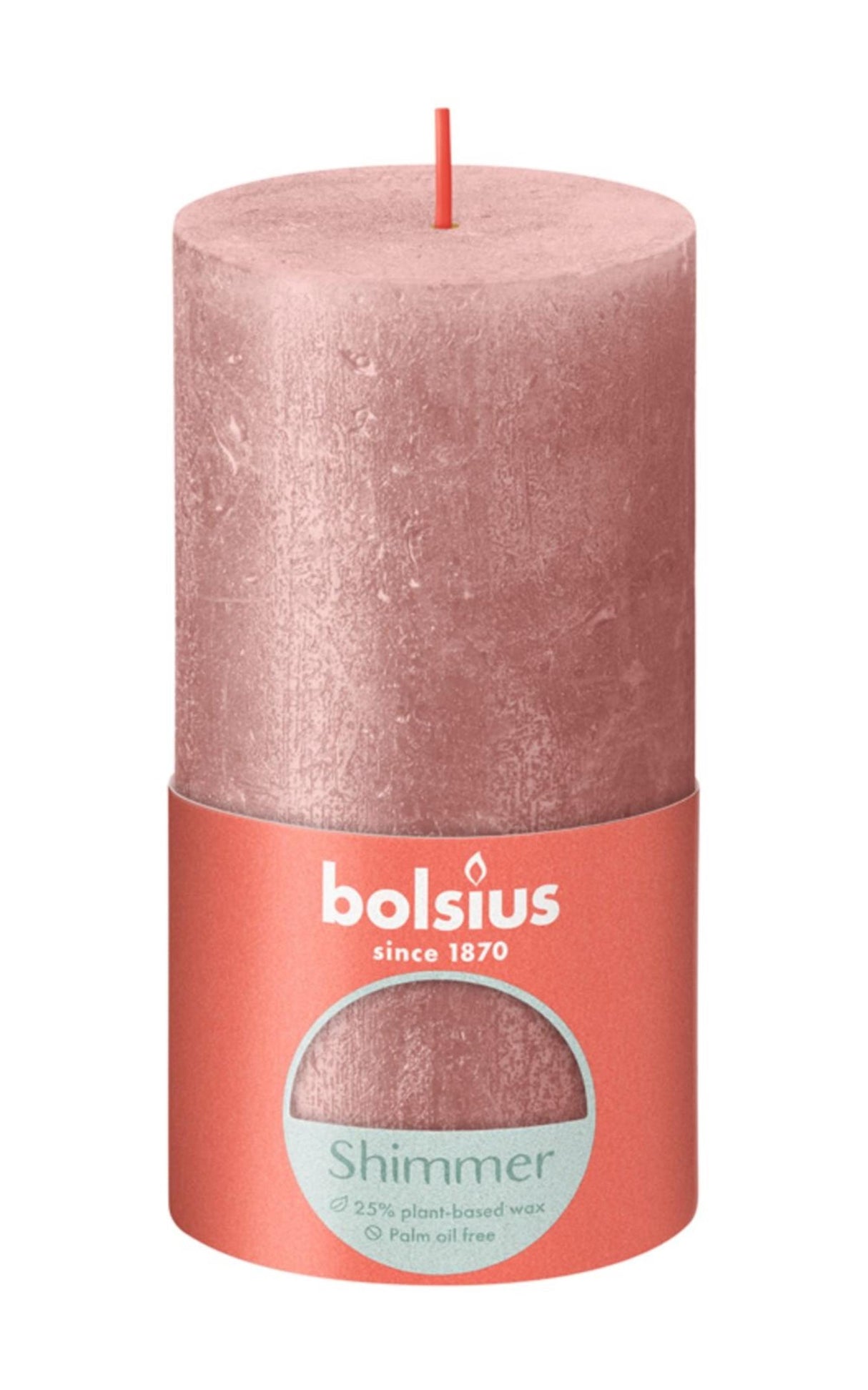 Bolsius rustik søjlelys 130 68 shimmer pink