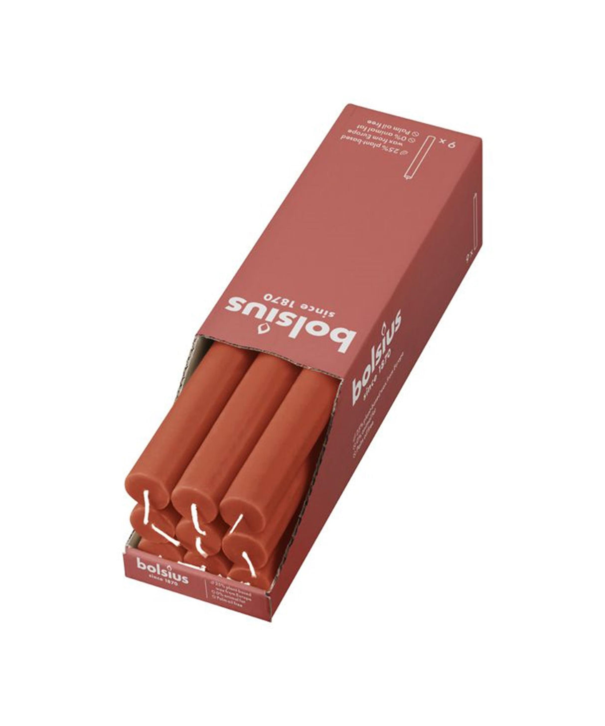 Bolsius rustik bordlys jordfarvet orange 270 23mm