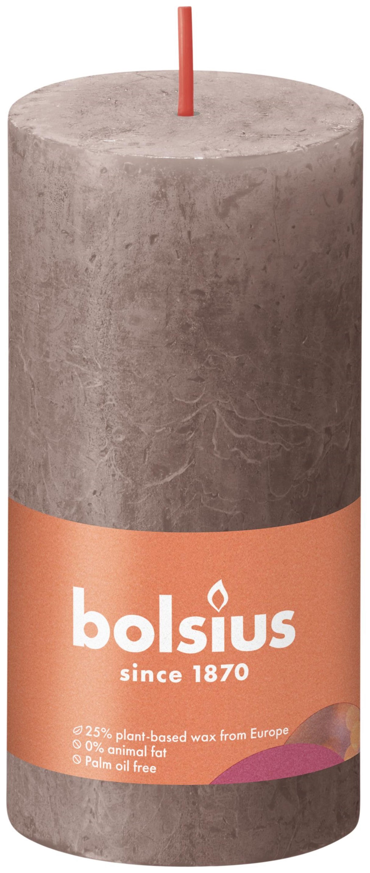 Bolsius rustik søjlelys 100 50 taupe