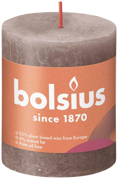 Bolsius shine kollektion rustik søjlelys 80 68 rustik taupe
