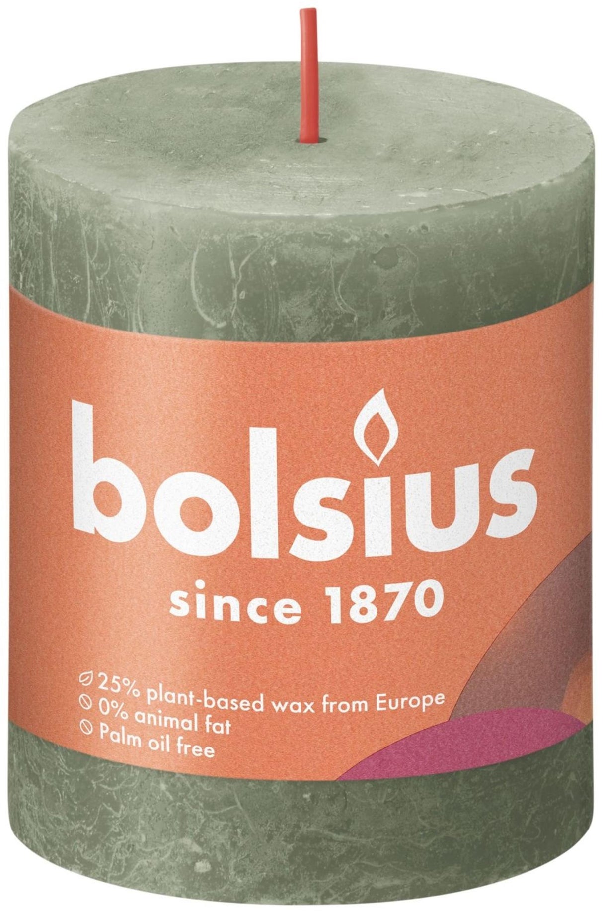 Bolsius rustik søjlelys 80 68 frisk oliven - frisk oliven