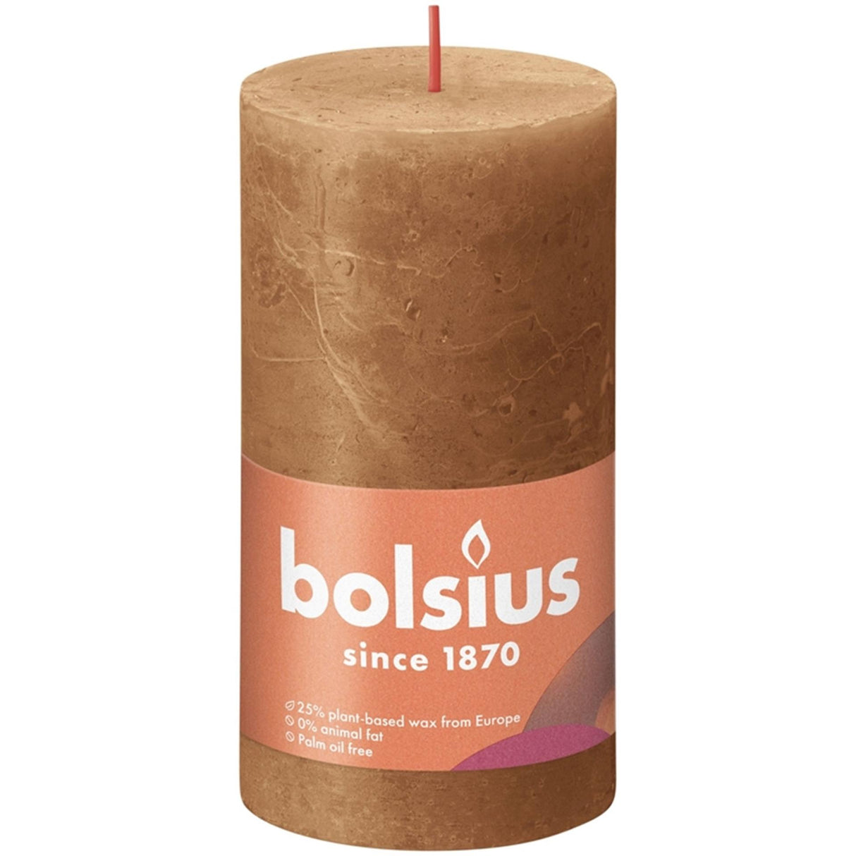 Bolsius shine kollektion rustik søjlelys 130 68 krydderi brun - krydret brun