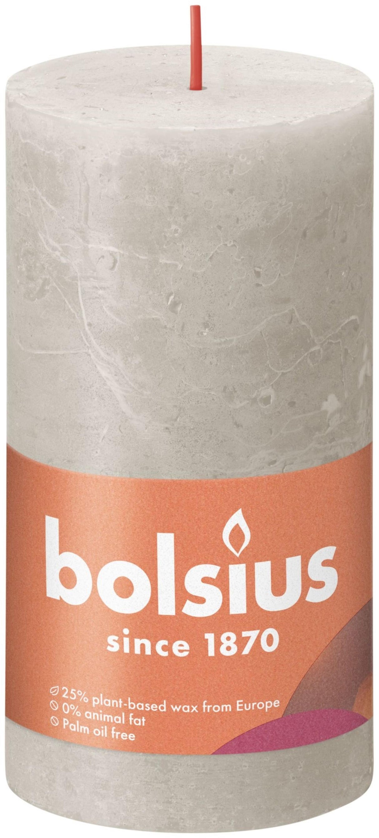Bolsius shine kollektion rustik søjlelys 130 68 sandgrå - sandgrå