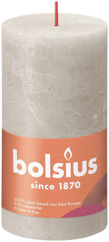 Bolsius shine kollektion rustik søjlelys 130 68 sandgrå - sandgrå