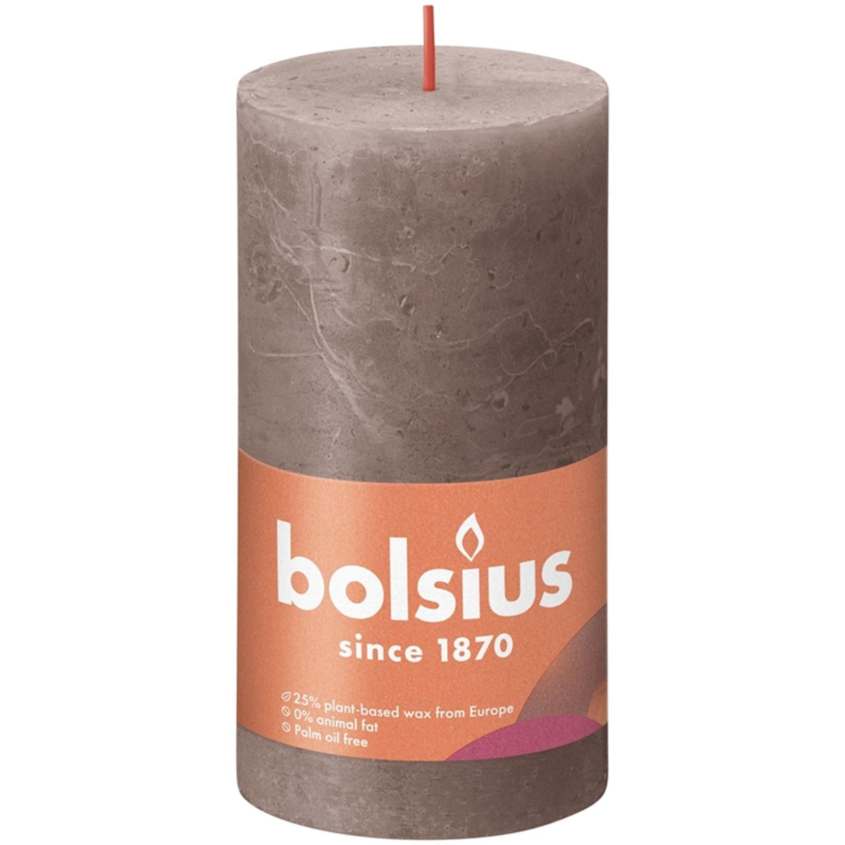 Bolsius shine kollektion rustik søjlelys 130 68 rustik taupe