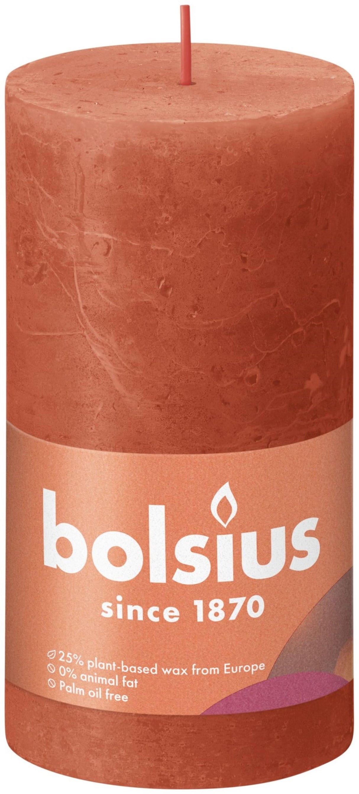 Bolsius søjlelys rustik 13x6,8 cm jordagtig orange