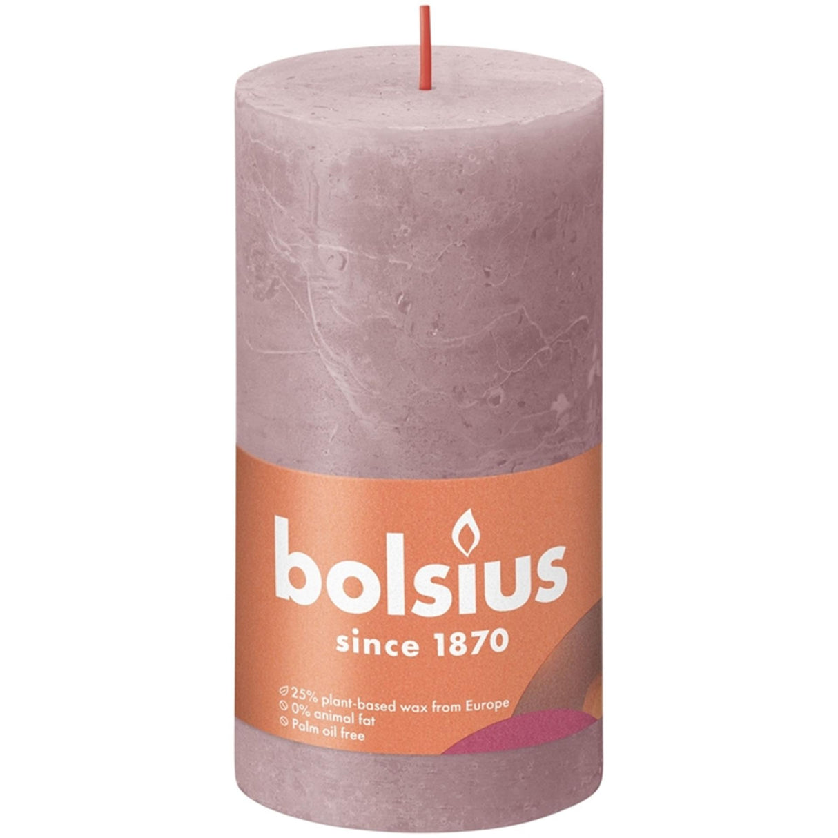 Bolsius shine kollektion rustik søjlelys 130 68 ash rose - ash pink