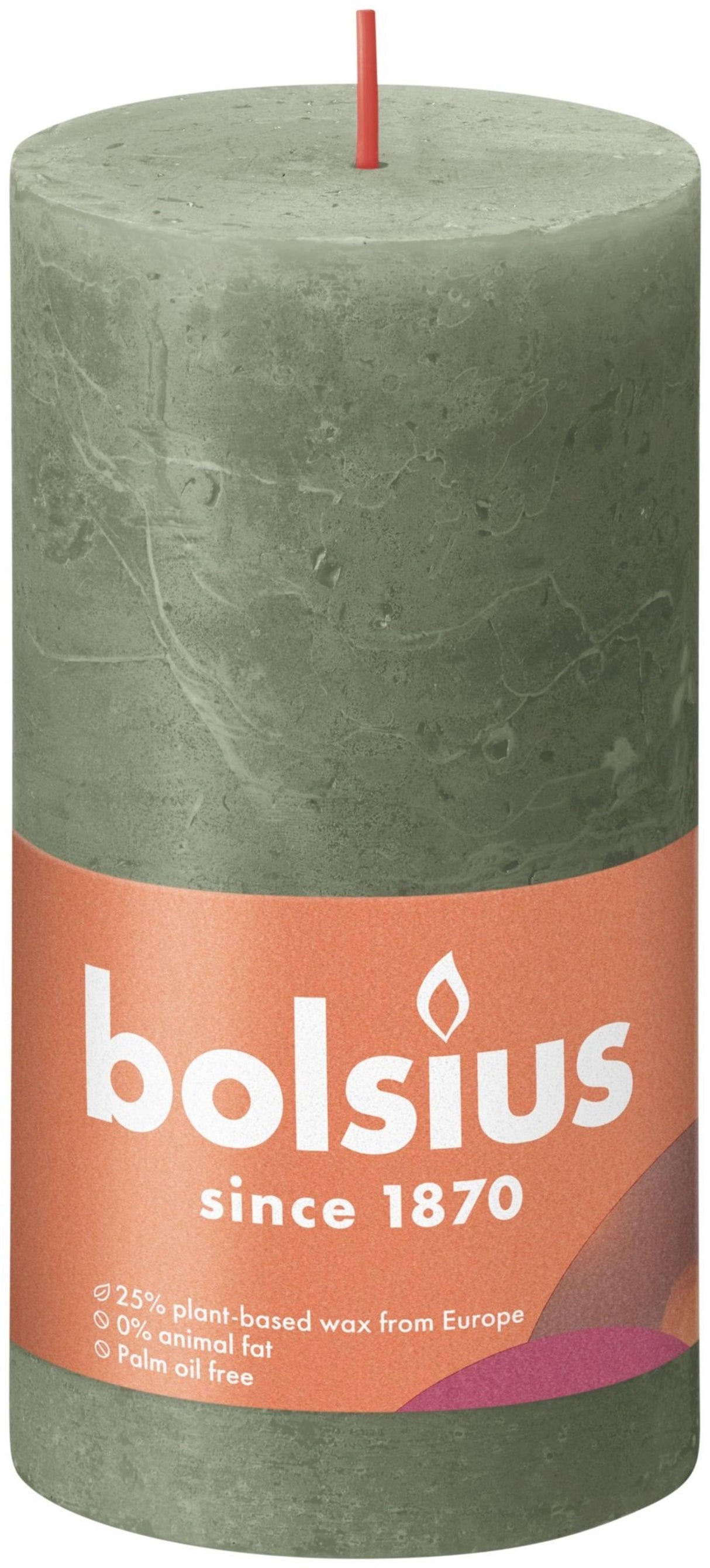 Bolsius rustik søjlelys 130 68 frisk oliven - frisk oliven