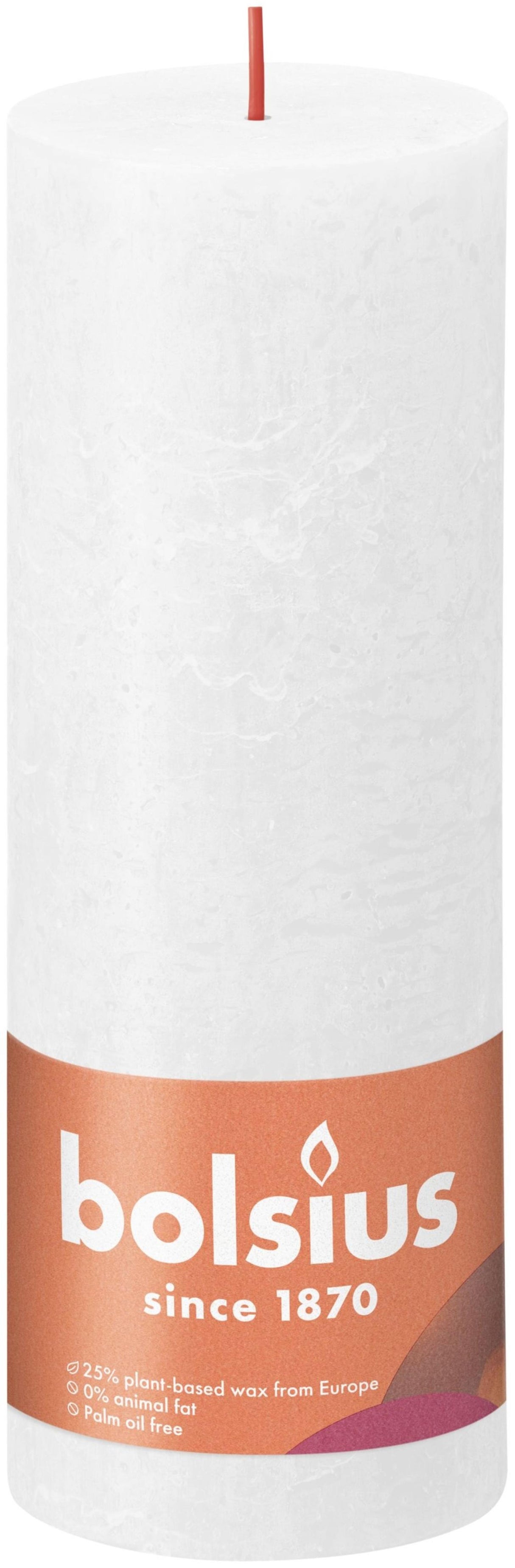 Bolsius shine kollektion rustik søjlelys 190 68 cloudy white - cloudy white