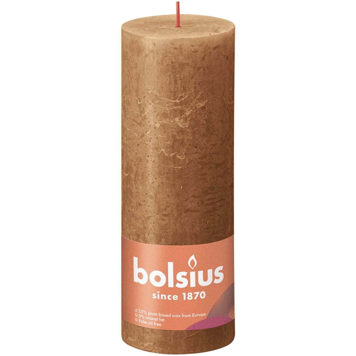 Bolsius shine kollektion rustik søjlelys 190 68 krydderi brun - krydret brun