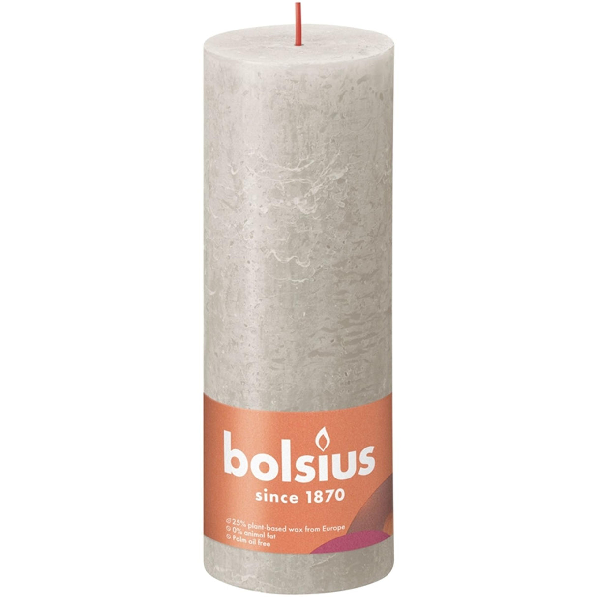 Bolsius shine kollektion rustik søjlelys 190 68 sandgrå - sandgrå