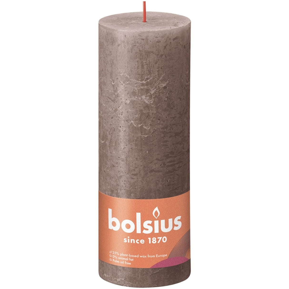 Bolsius shine kollektion rustik søjlelys 190 68 rustik taupe