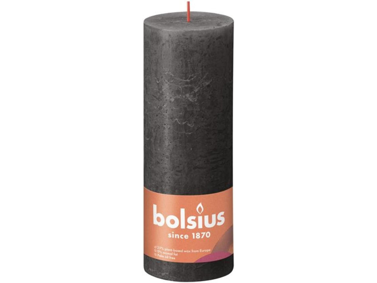 Bolsius rustik søjlelys 190 68 stormgrå - stormgrå