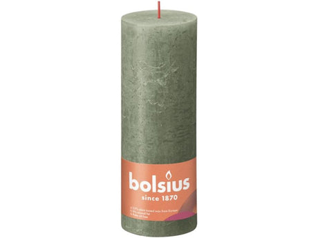 Bolsius rustik søjlelys 190 68 frisk oliven - frisk oliven