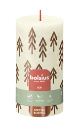 Bolsius rustik trykt søjlelys 130 68 blød perle