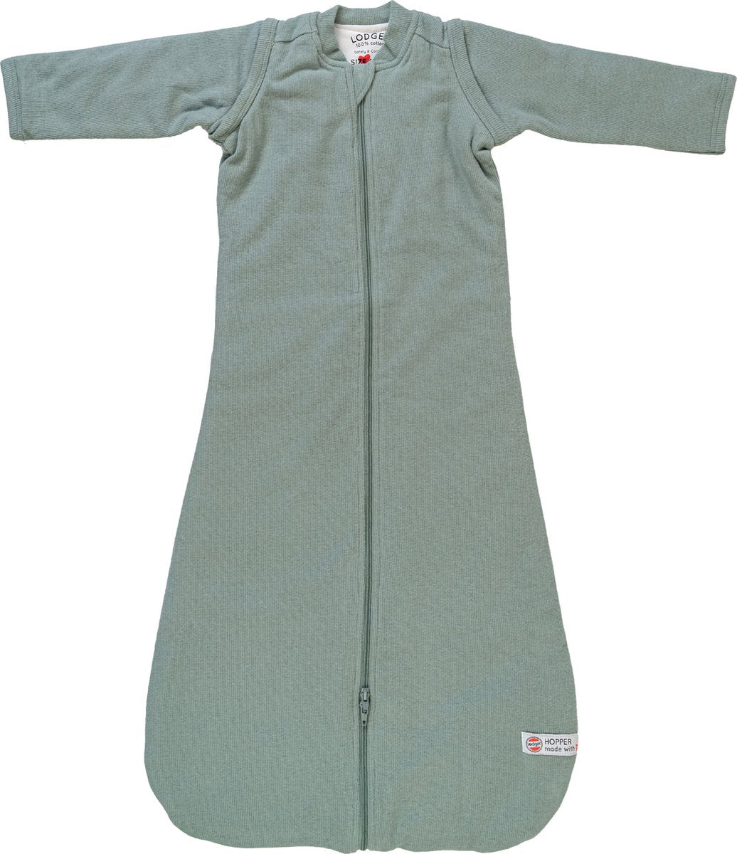 Lodger hopper - baby slaapzak winter met afritsbare mouwen - 98cm - 3.3 tog - autostoel - groen - winterslaapzak