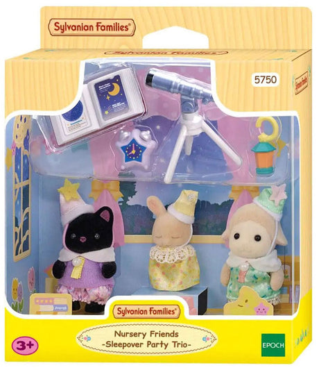 Sylvanian families 5750 trio småbørnsvenner pyjamasfest - inklusive 3 fløjlsbløde legefigurer