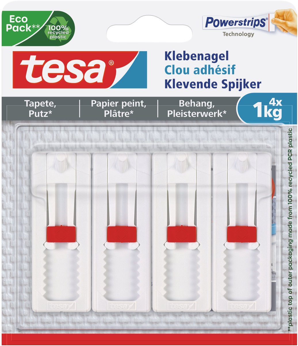 Tesa justerbar negletapet gips selvklæbende aftagelig - pakke med 4x 1 kg søm