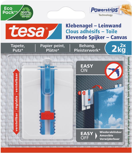 Tesa ® justerbar søm til tapetpuds - ideel til lærred - op til 2 kg søm - aftagelig