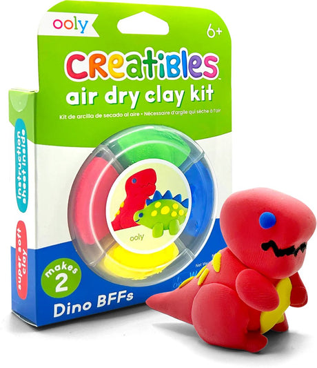 Ooly - creatibles - mini air dry clay kit - dino bff's - 4 farver