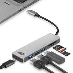 USB-C hub kortlæser act ac7050 sort, grå 0,15 m