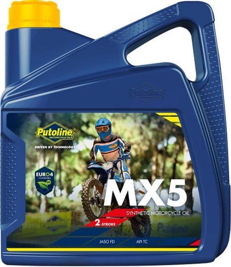 Putoline mx5 syntetisk 2-takts motocross enduro motorolie blandingsolie - 4 liter